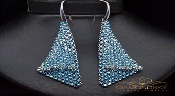 Auskari "Dženifera (Aquamarine Blue)" ar Swarovski™ kristāliem