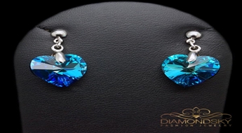 Auskari "Iemīlējusies Sirds II (Bermuda Blue)" ar Swarovski™ kristāliem