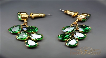 Auskari "Amber II (Dark Moss Green)" ar Swarovski™ kristāliem