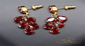 Auskari "Amber II (Siam)" ar Swarovski™ kristāliem
