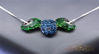 Kulons "BeCharmed Pavé II (Denim Blue + Fern Green)" ar Swarovski™ kristāliem