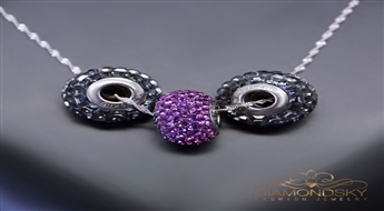 Kulons "BeCharmed Pavé II (Jet Hematite + Amethyst)" ar Swarovski™ kristāliem