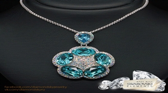 Kulons "Gaišzils Ziediņš (Aquamarine Blue)" ar Swarovski™ kristāliem