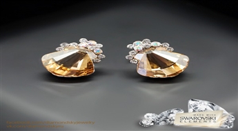 Auskari "Kristalīna III (Golden Shadow)" ar Swarovski™ kristāliem