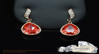 Auskari "Šampanieša Lases II (Siam)" ar Swarovski™ kristāliem