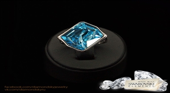 Gredzens "Mirdzošs Maigums (Aquamarine Blue)" ar Swarovski™ kristāliem