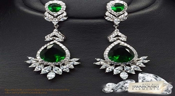 Auskari "Florence (Dark Moss Green)" ar Swarovski™ kristāliem