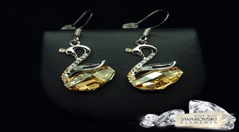 Auskari "Gulbis (Golden Shadow)" ar Swarovski™ kristāliem