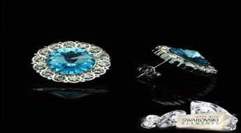 Auskari "Bezgalība II (Aquamarine Blue)" ar Swarovski™ kristāliem