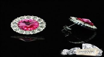 Auskari "Bezgalība II (Fuchsia)" ar Swarovski™ kristāliem
