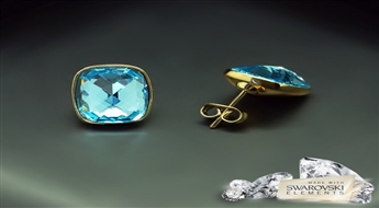 Auskari "Luksors II (Aquamarine Blue)" ar Swarovski™ kristāliem