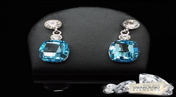 Auskari "Luksors (Aquamarine Blue)" ar Swarovski™ kristāliem