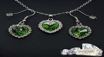 Komplekts "Okeāna Sirds II (Peridot)" ar Swarovski™ kristāliem