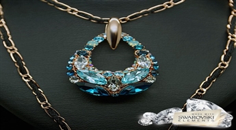Kulons "Mirdzošais Raksts (Aquamarine Blue)" ar Swarovski™ kristāliem