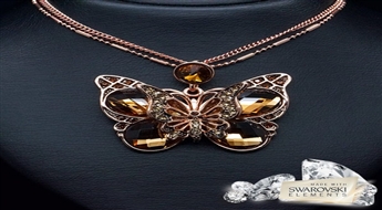 Kulons "Pasakains Tauriņš III (Smoked Topaz)" ar Swarovski™ kristāliem