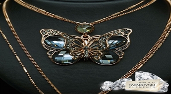 Kulons "Pasakains Tauriņš III (Black Diamond)" ar Swarovski™ kristāliem