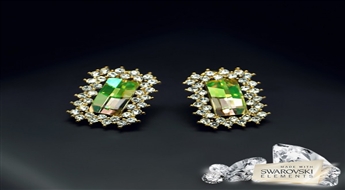 Auskari "Delukss (Luminous Green)" ar Swarovski™ kristāliem