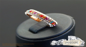 Gredzens "Krāsainās Līnijas" ar Swarovski™ kristāliem