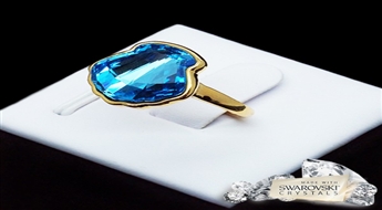 Gredzens "Kristalīna (Aquamarine Blue)" ar Swarovski™ kristāliem