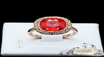 Gredzens "Bella II (Padparadscha)" ar Swarovski™ kristāliem