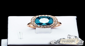 Gredzens "Bella II (Denim Blue)" ar Swarovski™ kristāliem