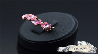 Gredzens "Viktorija (Rose Peach)" ar Swarovski™ kristāliem