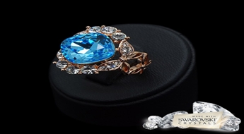 Gredzens "Ekselens (Aquamarine Blue)" ar Swarovski™ kristāliem