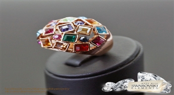 Gredzens "Krāsainā Mozaīka" ar Swarovski™ kristāliem