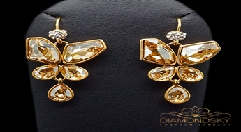Auskari "Dios III (Golden Shadow)" ar Swarovski™ kristāliem