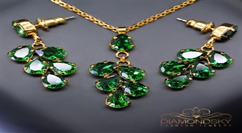 Komplekts "Amber II (Dark Moss Green)" ar Swarovski™ kristāliem