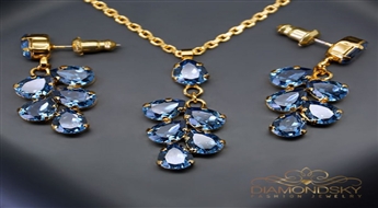 Komplekts "Amber II (Denim Blue)" ar Swarovski™ kristāliem