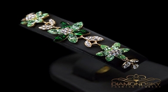 Aproce "Saules Puķe III (Fern Green)" ar Swarovski™ kristāliem