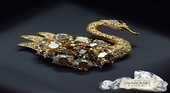 Broša "Zelta Gulbis" ar Swarovski™ kristāliem