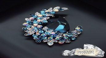 Broša "Mirteļ (Denim Blue)" ar Swarovski™ kristāliem