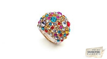 Великолепное коктейльное кольцо “Цветной Коктейль” с кристаллами Swarovski™, великолепно подойдёт к яркому образу!