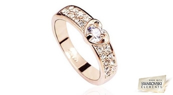 Кольцо “Юное Сердце” с нежным дизайном и кристаллами Swarovski Elements™ со скидкой 50%!