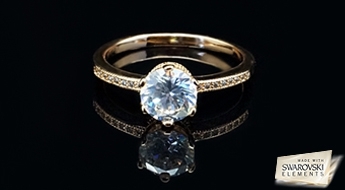 Klasisks burvība! Apzeltīts gredzens "Klasika II" ar Swarovski™ kristālu, ar atlaidi 50%!