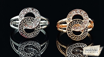 Загадочное кольцо “Греческая Восьмёрка” с интересным дизайном и кристаллами Swarovski™.