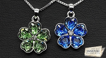 Романтичный позолоченный кулон “Сапфировый Цветок” с ярко-синими кристаллами Swarovski Elements™ по ознакомительной цене!
