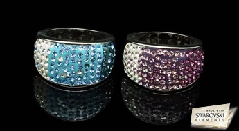 Кольцо классического дизайна Swarovski – “Анирити” с бело-голубыми кристаллами Swarovski Elements™.