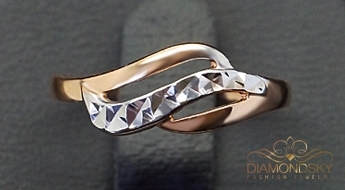 Эффектное золотое кольцо “Альпина” (585-ая проба) для изящных модниц.