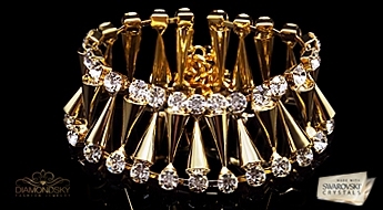 Позолоченный браслет “Солярис” с необычным дизайном из кристаллов Swarovski™ по ознакомительной цене.