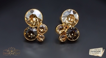 Яркие позолоченные сережки “Берта” с золотистыми кристаллами Swarovski™ со скидкой 50%.