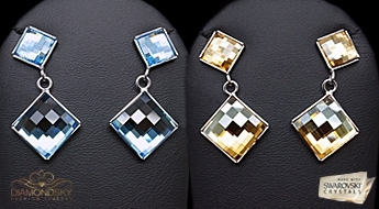 Красивые позолоченные серьги “Аделия III” с оригинальными Австрийскими кристаллами Swarovski™.