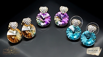 Роскошные позолоченные серьги “Габриель” с кристаллами Swarovski™ в оправе из Австрийских фианитов.