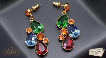 Эксклюзивный дизайн! Позолоченные серьги “Волшебство Филлори” с разноцветными Австрийскими кристаллами Swarovski™.