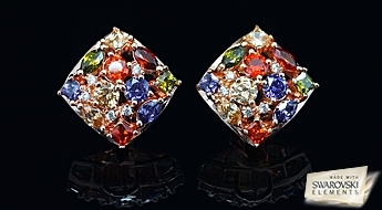 Очень красивые серьги "Роскошь" с инкрустацией разноцветными кристаллами Swarovski Elements™.