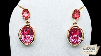 Ограниченный тираж! Позолоченные серьги с яркими кристаллами Swarovski Elements™ розового цвета.