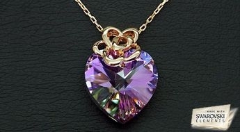 Позолоченный кулон “Сиреневое Сердце” с кристаллом Swarovski Elements™ уникального цвета по ознакомительной цене!