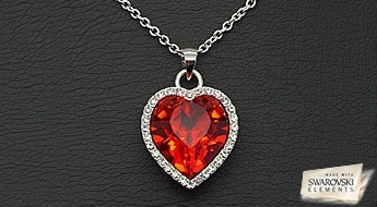 Красивый позолоченный кулон “Огненное Сердце” с кристаллом Swarovski Elements™ в форме сердца.